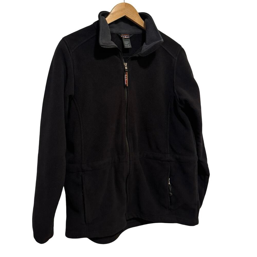 Vintage LL Bean Windbloc Series Fleece Jacket Black womens med reg soft full zip
